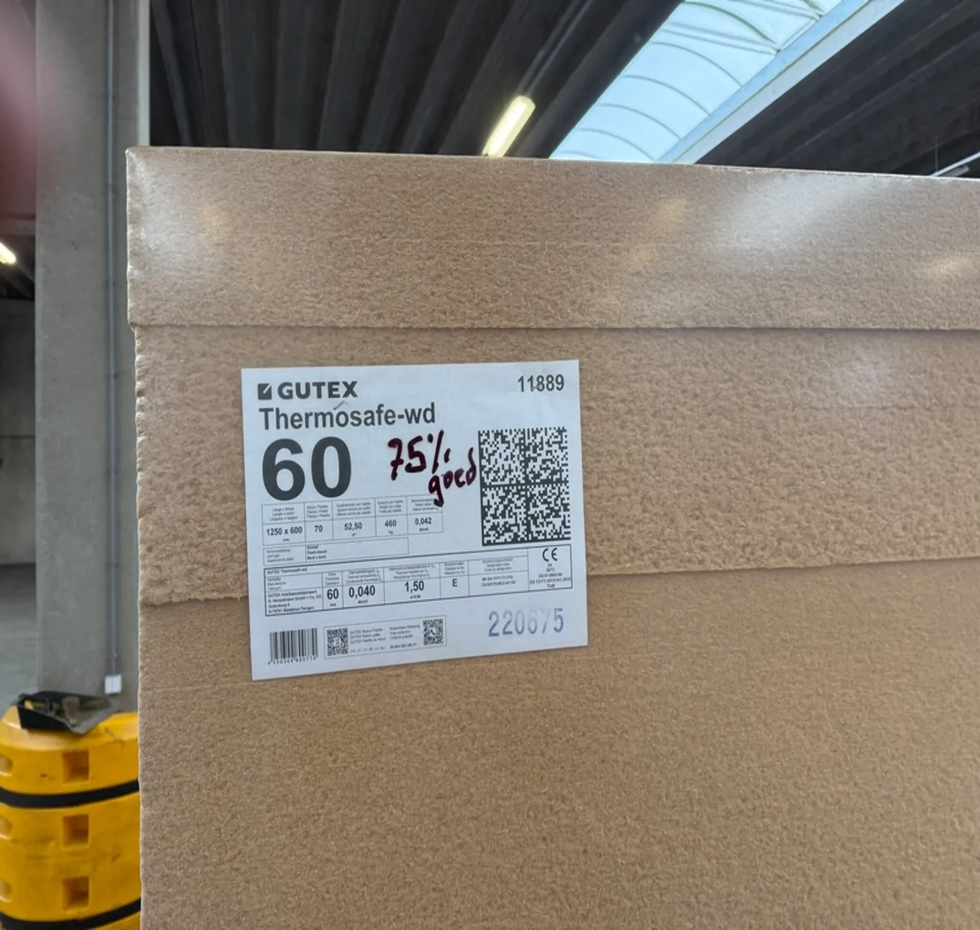 Uitverkoop: Thermosafe-wd 60mm, 125x60cm, 70 platen, 52.5m2, volle pallet